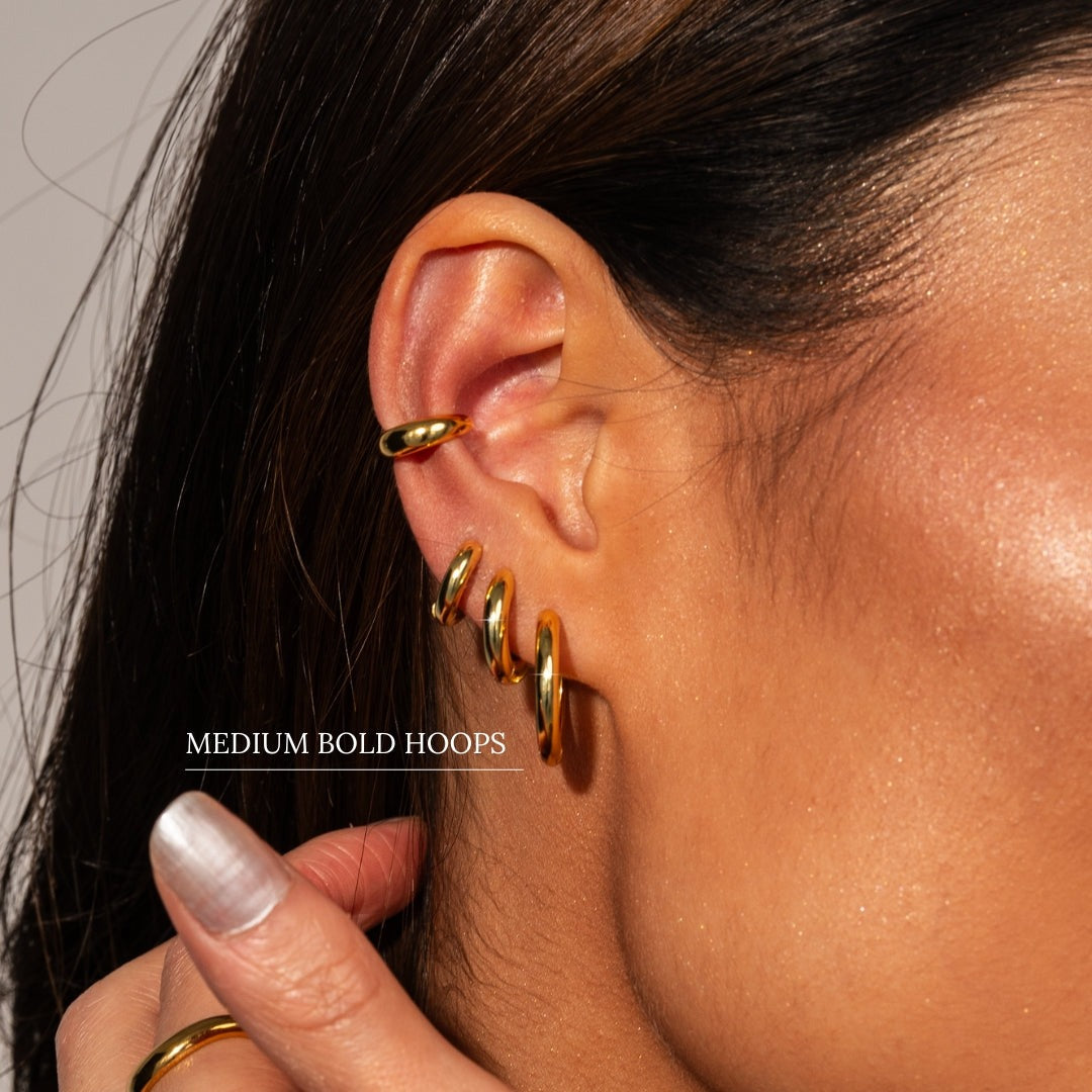 Medium Bold Hoops in Gold