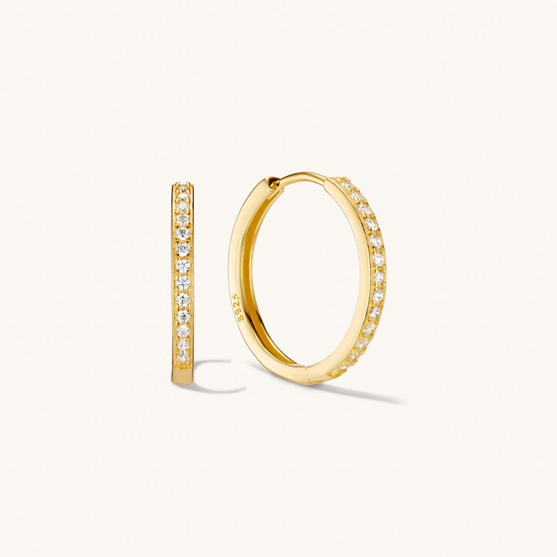 Medium Pave Hoops Gold