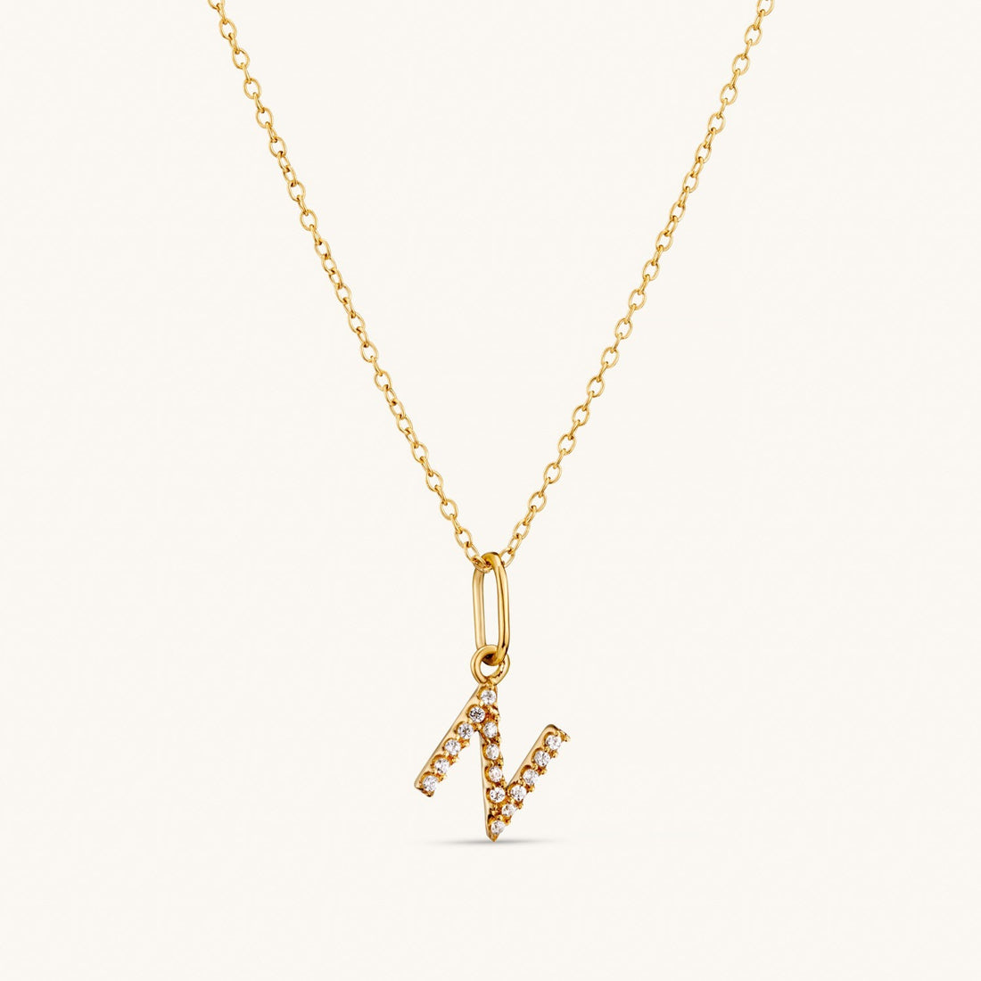 N Crystal Initial Necklace