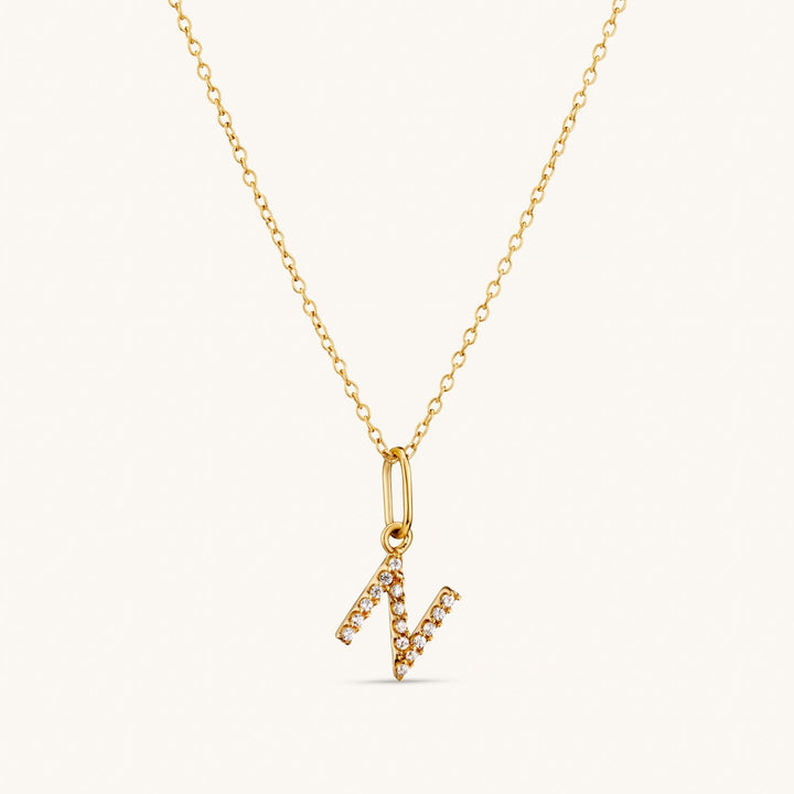 N Crystal Initial Necklace