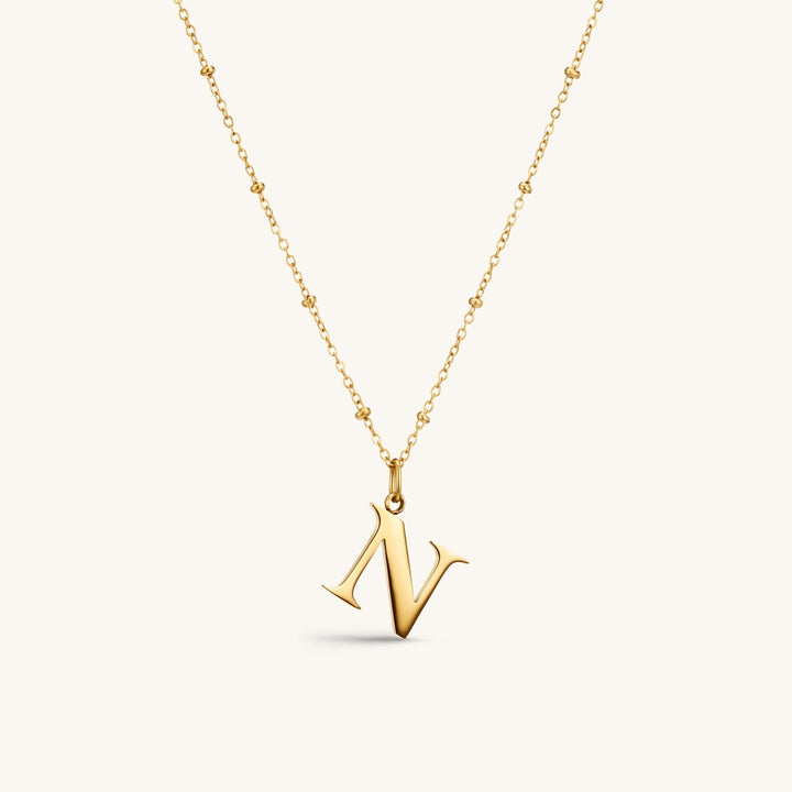 N Initial Necklace In Gold
