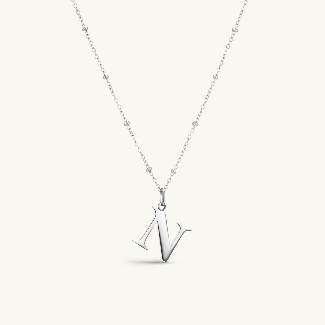 N Initial Necklace In Silver