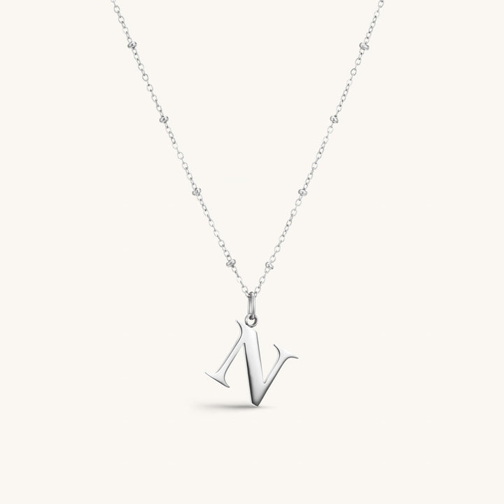 N Initial Necklace In Silver