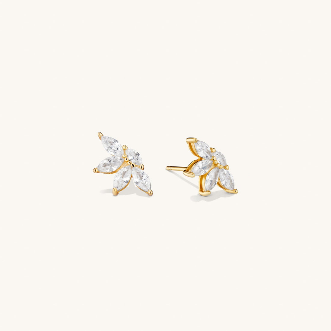 Navette Gemstone Studs Earrings Gold