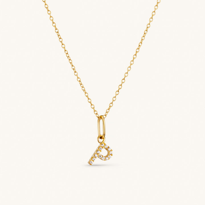 P Crystal Initial Necklace