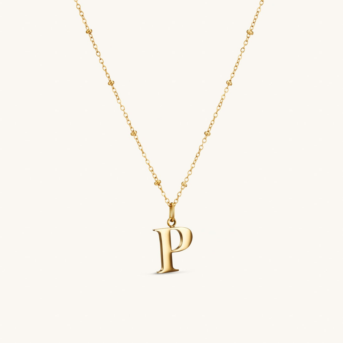 P Initial Necklace In Gold