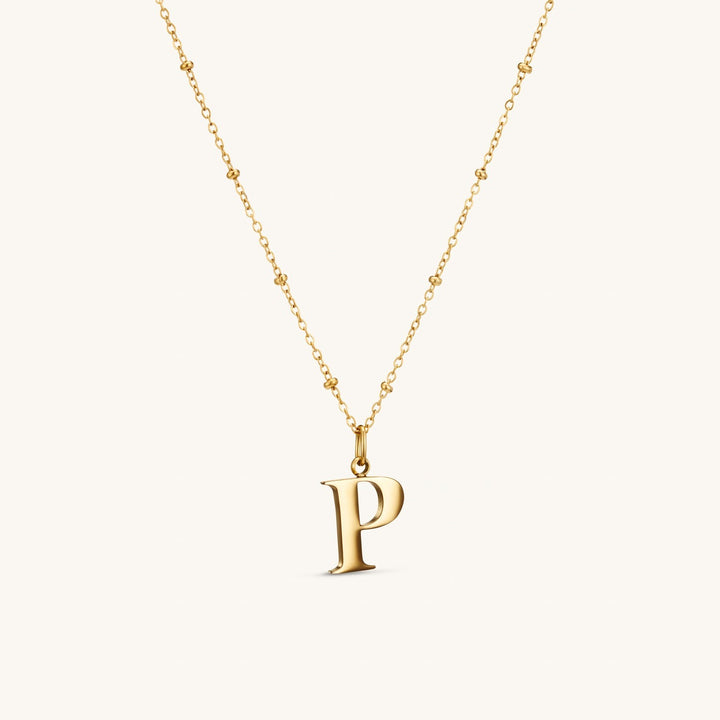 P Initial Necklace In Gold