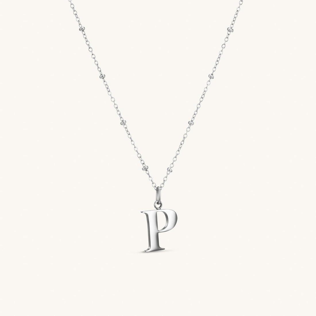 P Initial Necklace In Silver