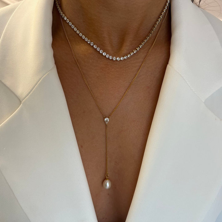 Pearl Drop Necklace Gold 1