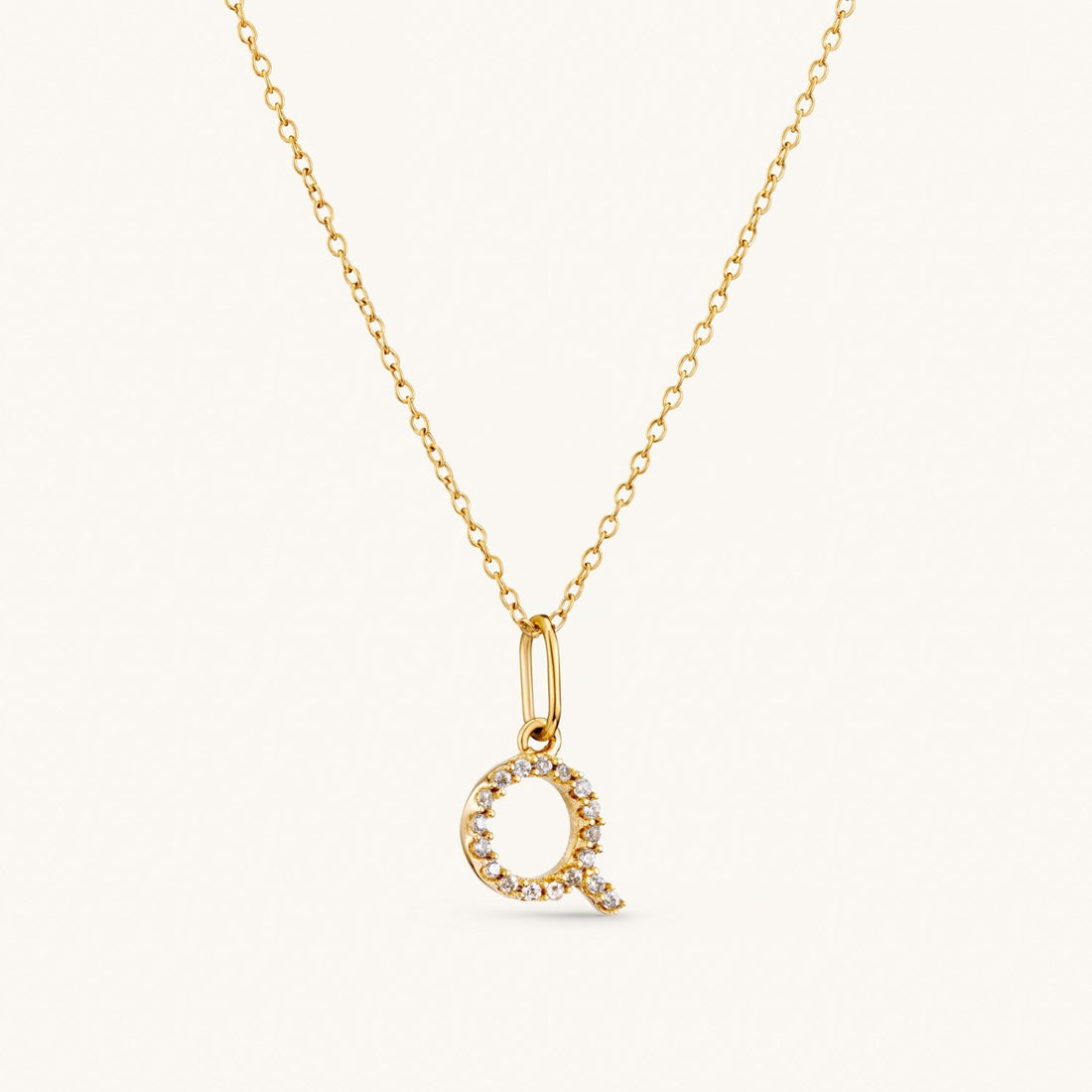 Q Crystal Initial Necklace