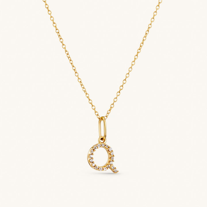 Q Crystal Initial Necklace