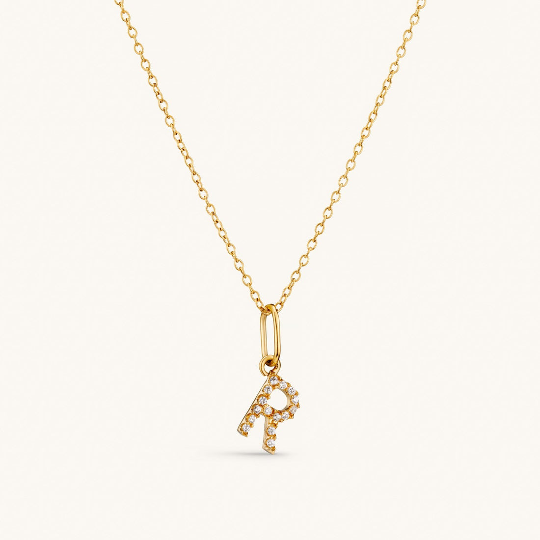 R Crystal Initial Necklace