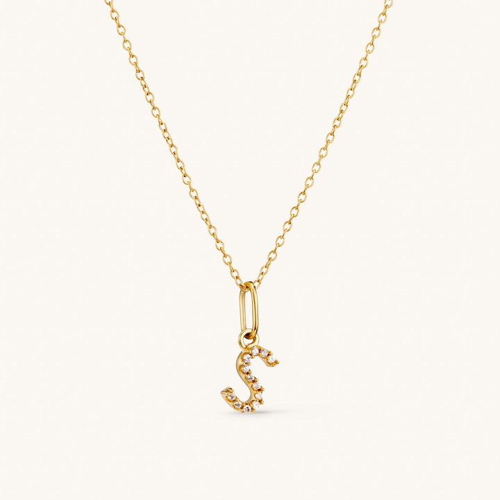 S Crystal Initial Necklace