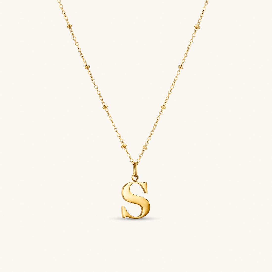 S Initial Necklace In Gold
