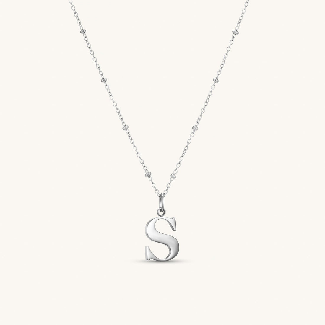 S Initial Necklace In Silver