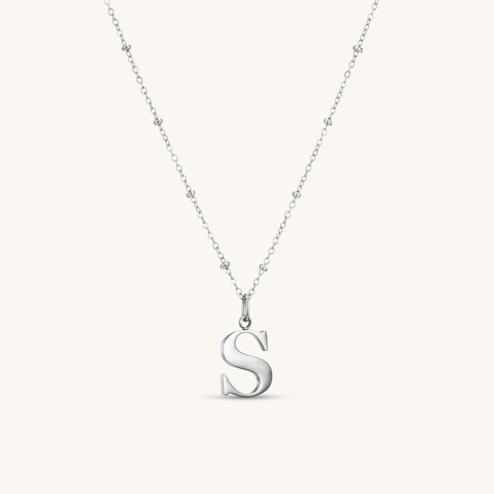 S Initial Necklace In Silver