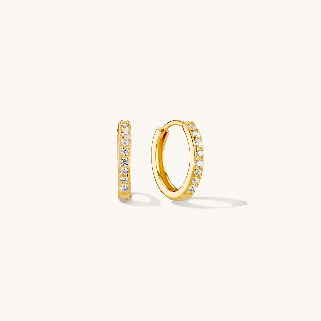 Small Pave Hoops Gold