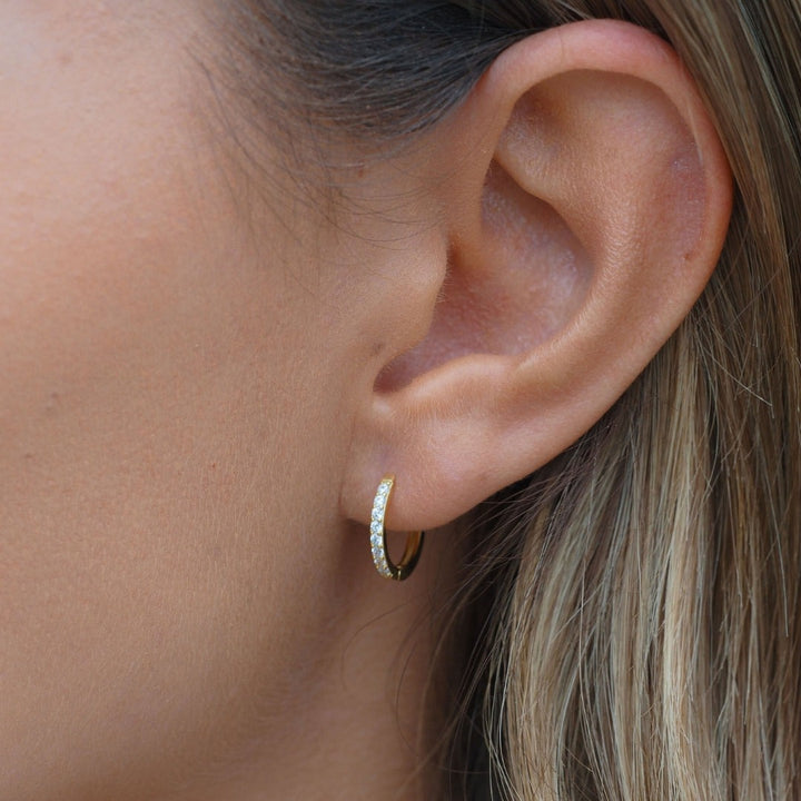 Small Pave Hoops Gold