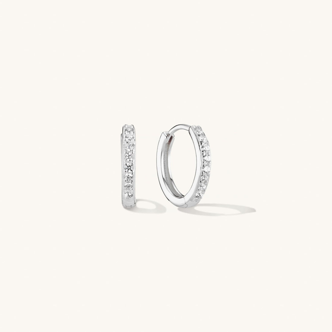 Small Pave Hoops Silver