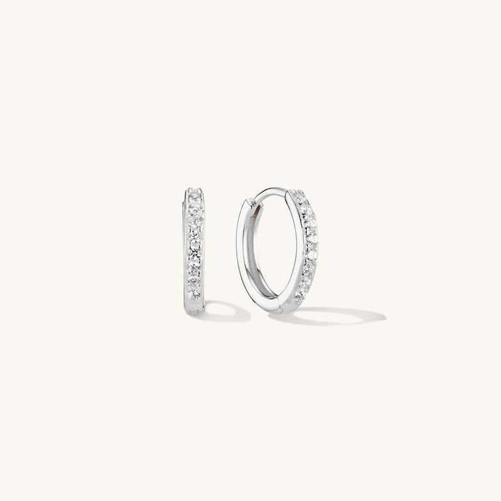 Small Pave Hoops Silver