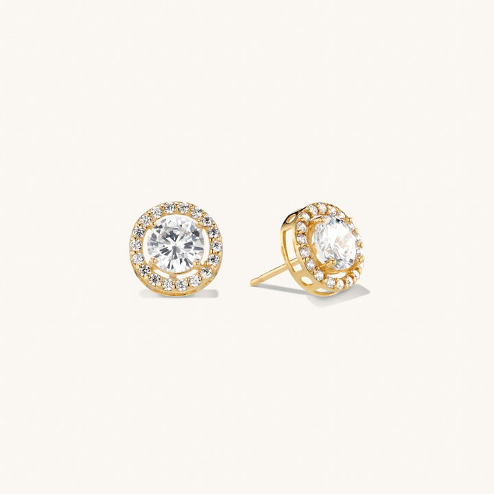 Solid Gold Crystal Sphere Earrings