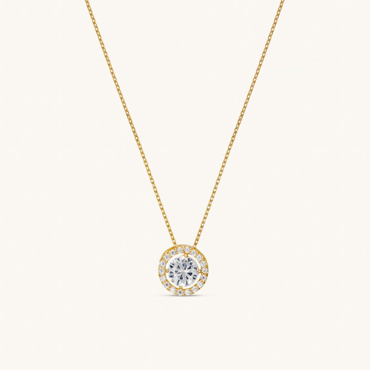 Solid Gold Crystal Sphere Pendant