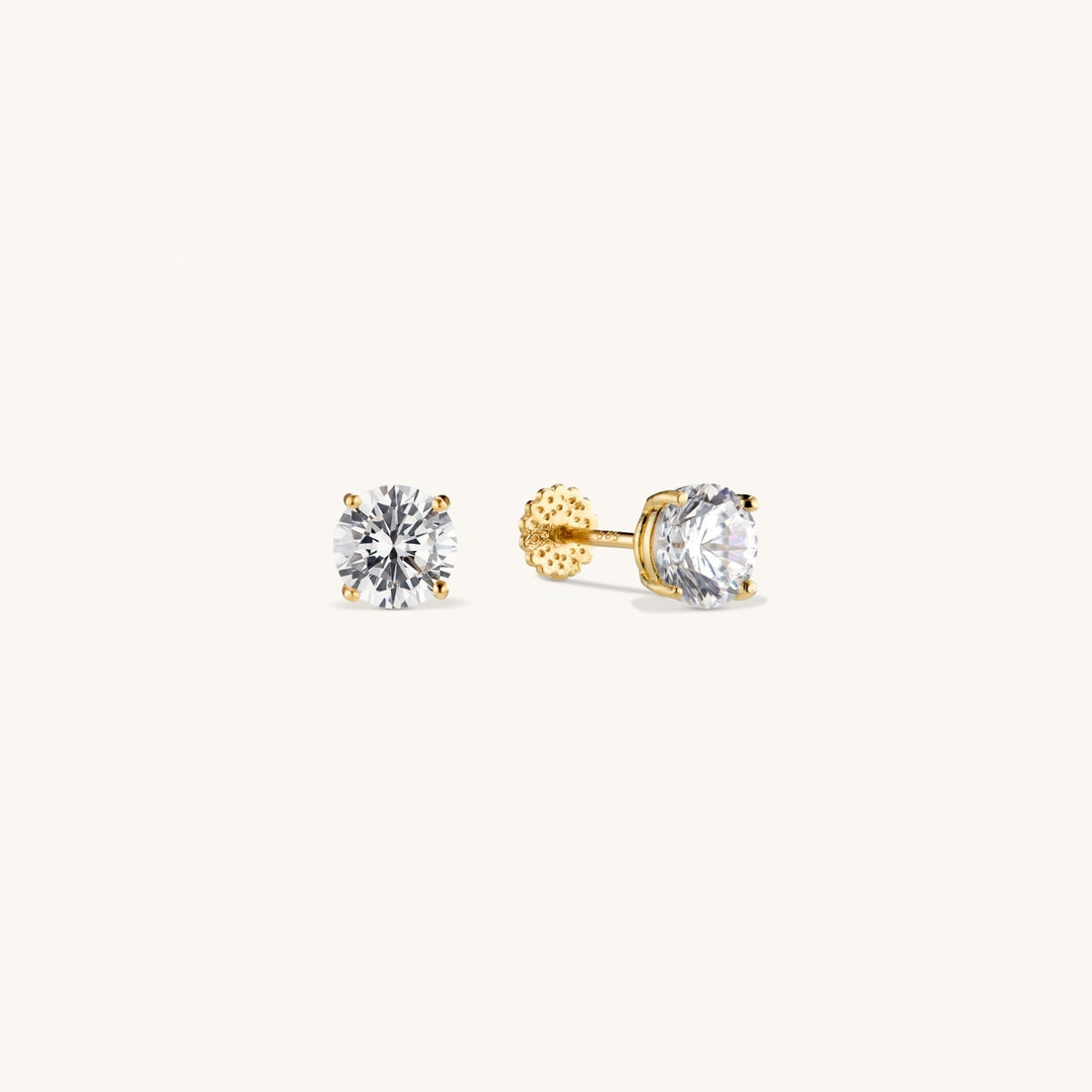 Solid Gold Crystal Stud Earrings