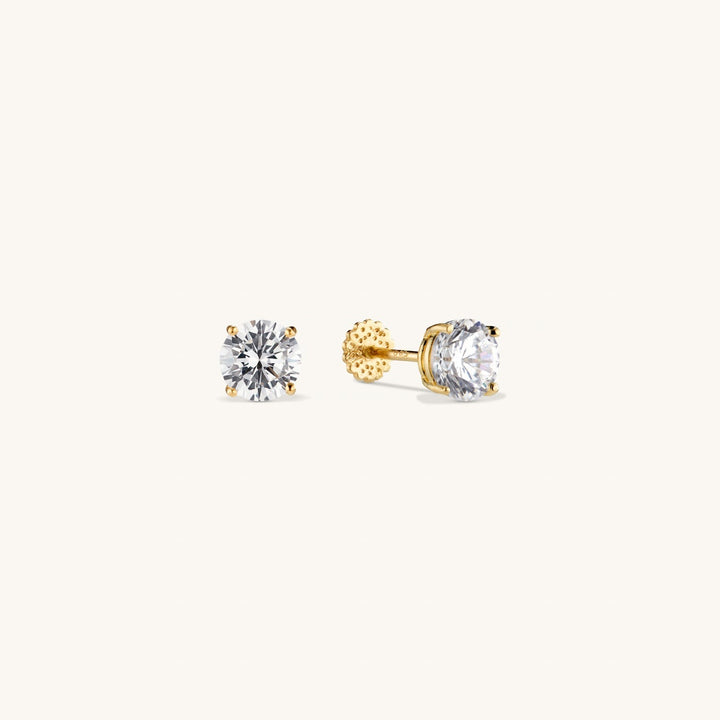 Solid Gold Crystal Stud Earrings