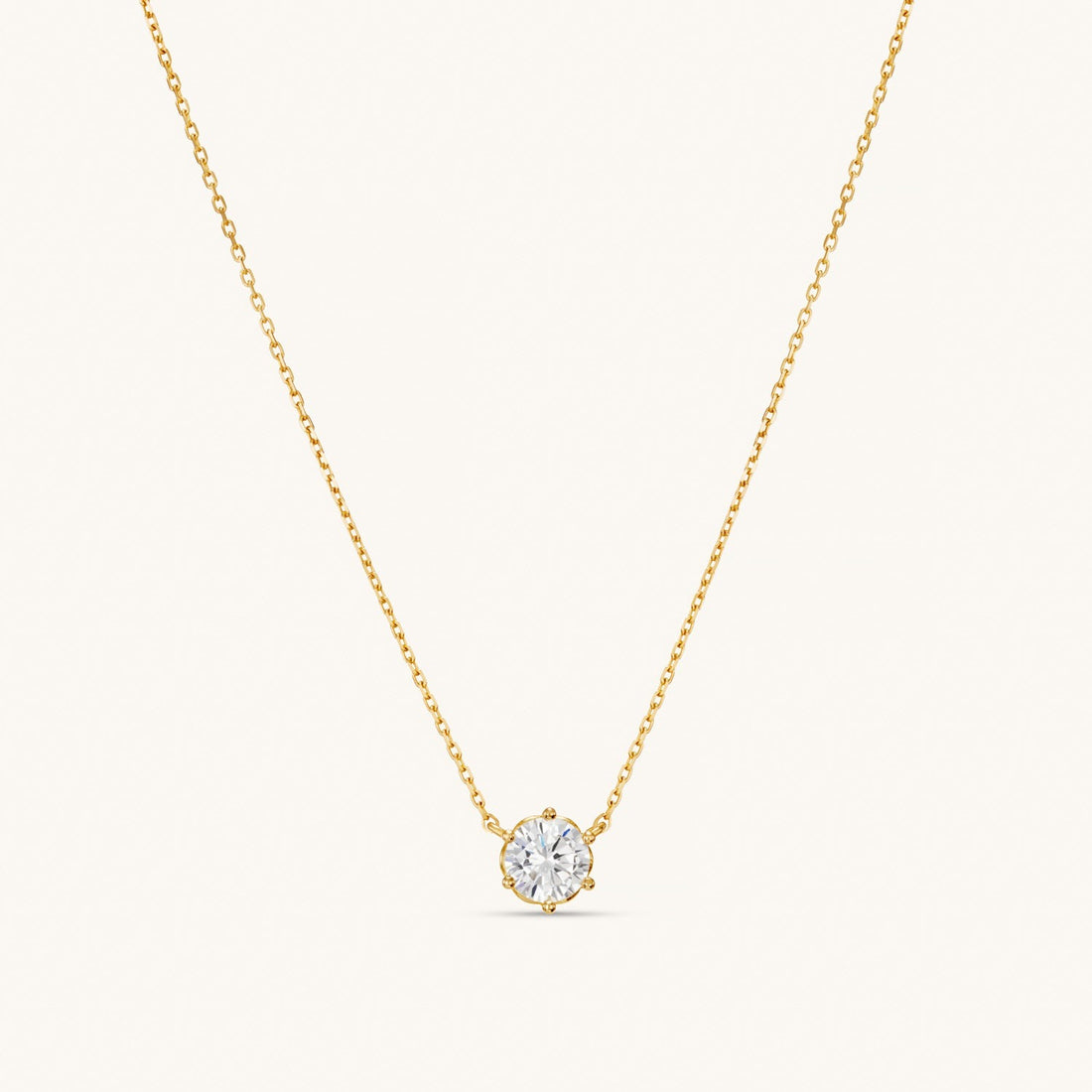 Solid Gold Floating Crystal Necklace