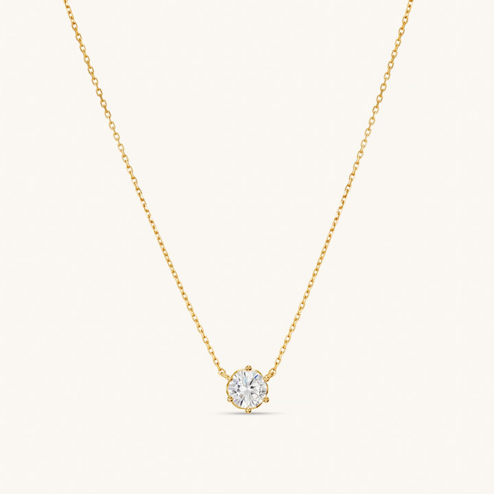 Solid Gold Floating Crystal Necklace