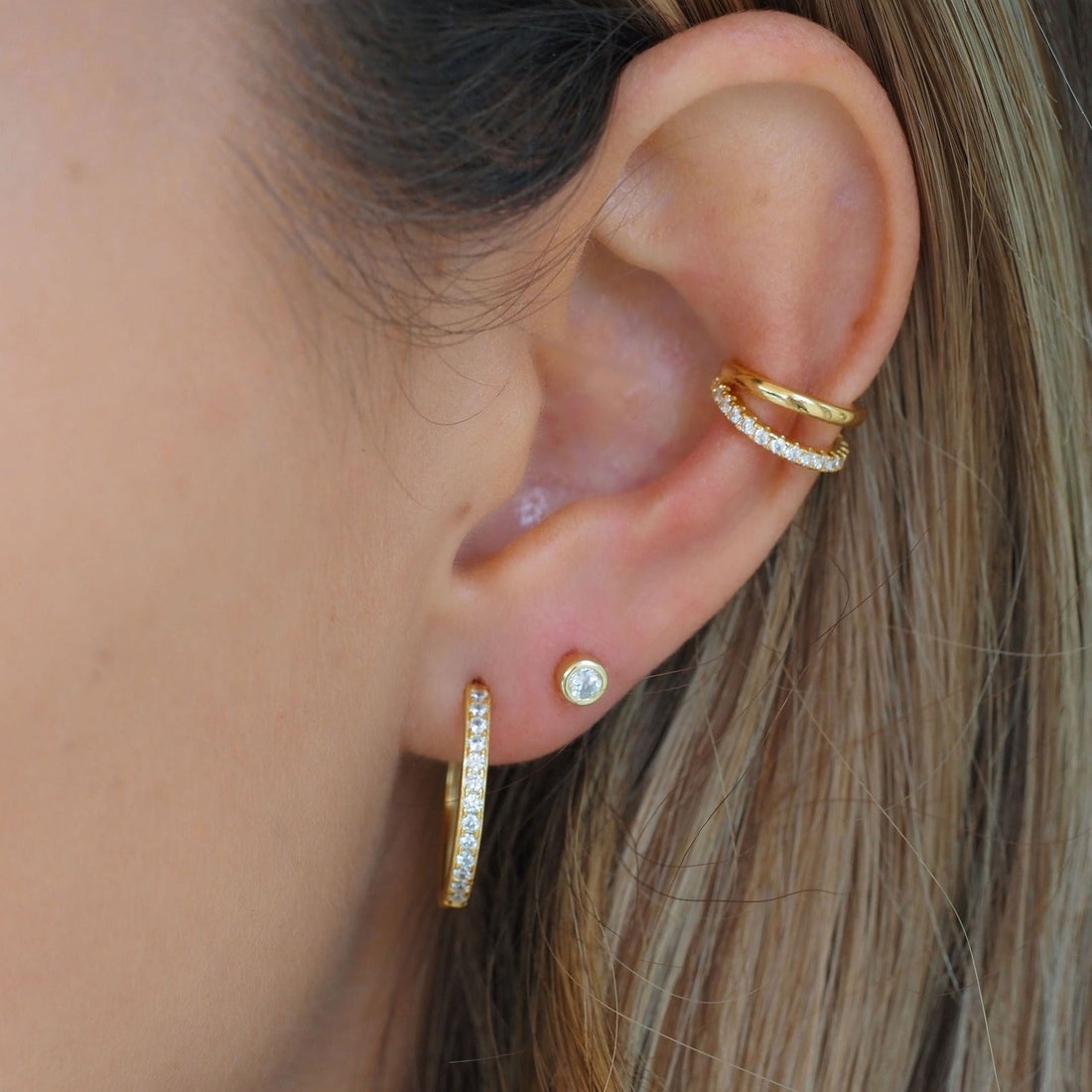 Sphere Pave Studs In Gold