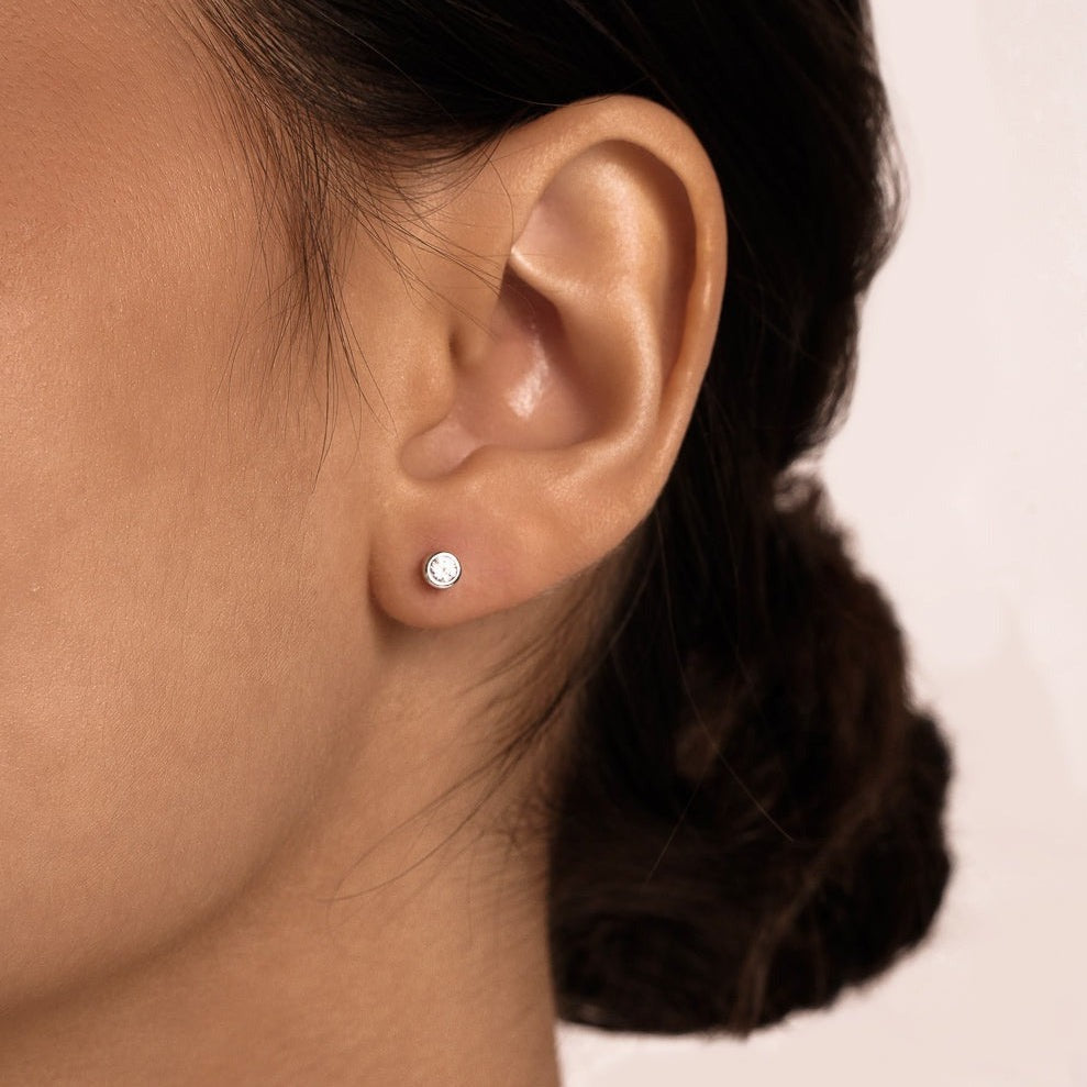 Sphere Pave Studs In Silver