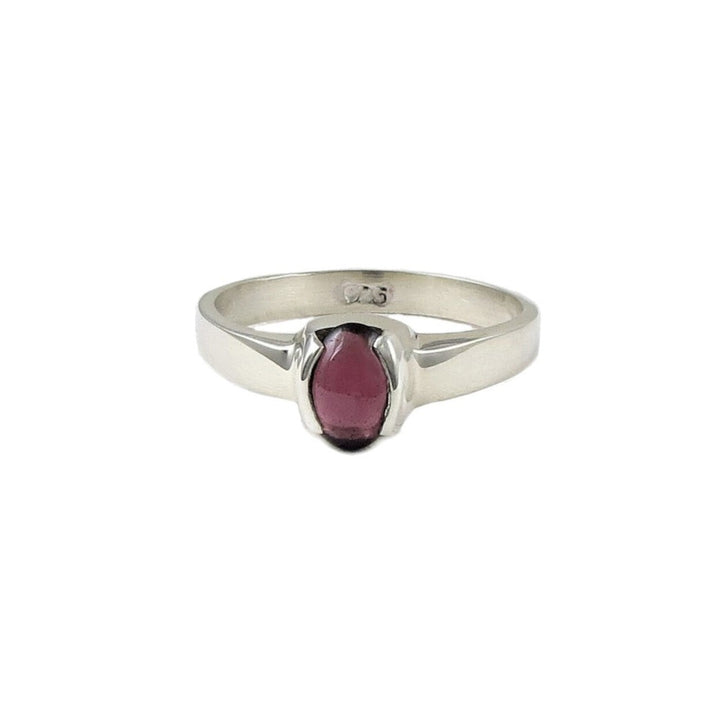 Sterling Silver Garnet Solitaire Ring