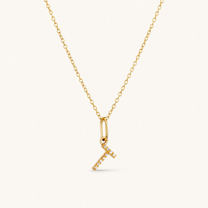 T Crystal Initial Necklace