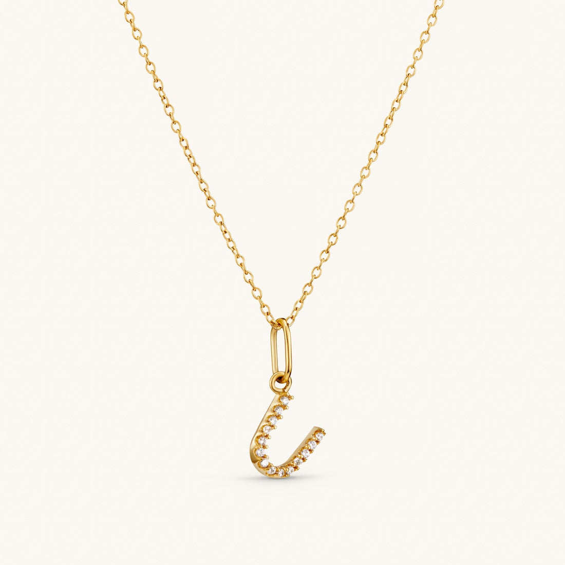 U Crystal Initial Necklace