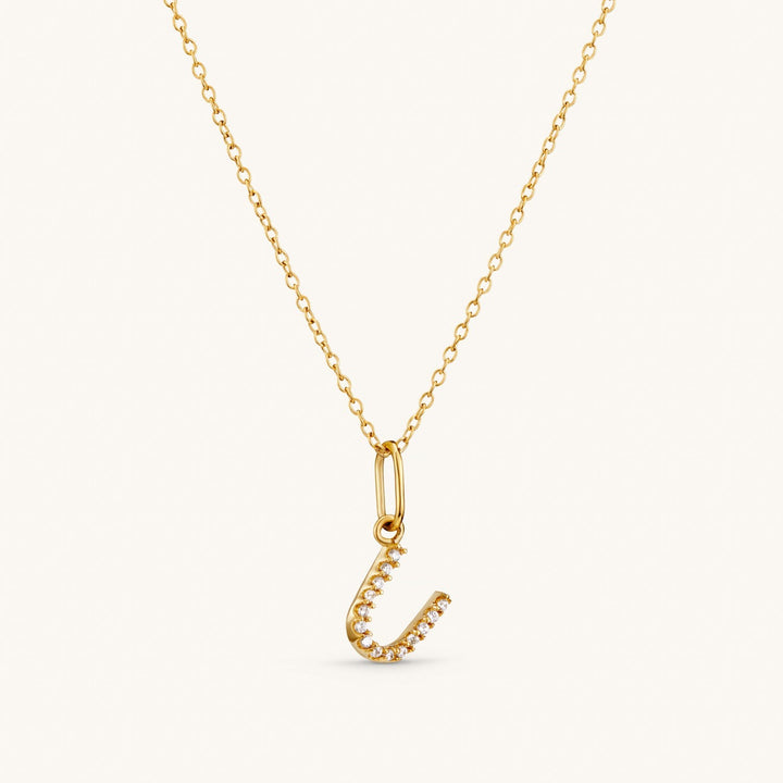 U Crystal Initial Necklace