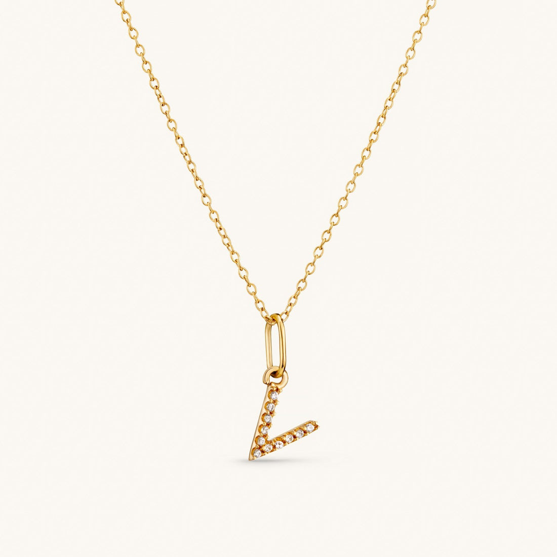 V Crystal Initial Necklace