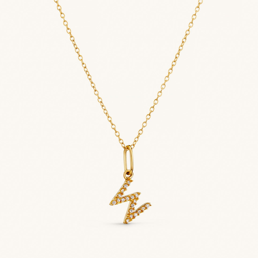 W Crystal Initial Necklace