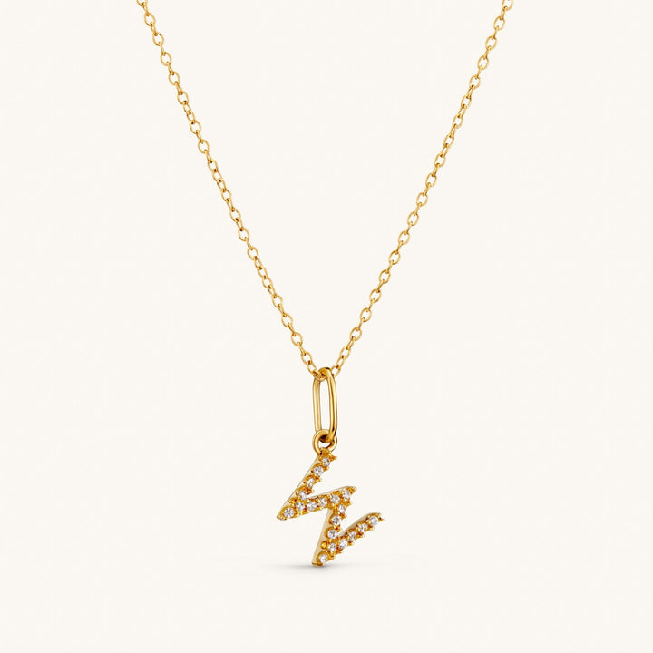 W Crystal Initial Necklace