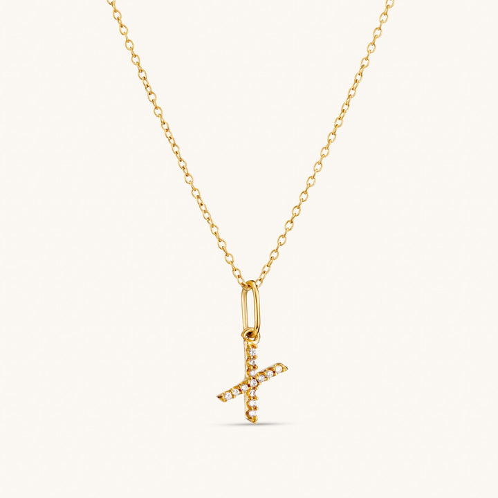 X Crystal Initial Necklace