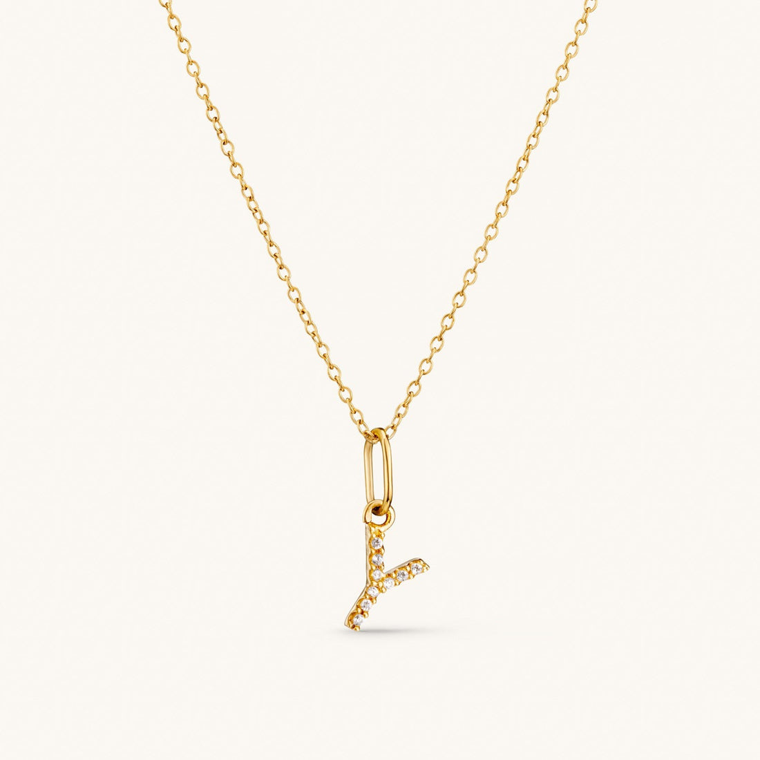 Y Crystal Initial Necklace