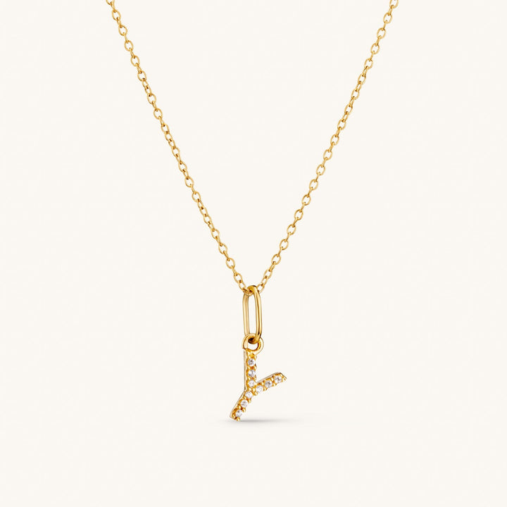 Y Crystal Initial Necklace